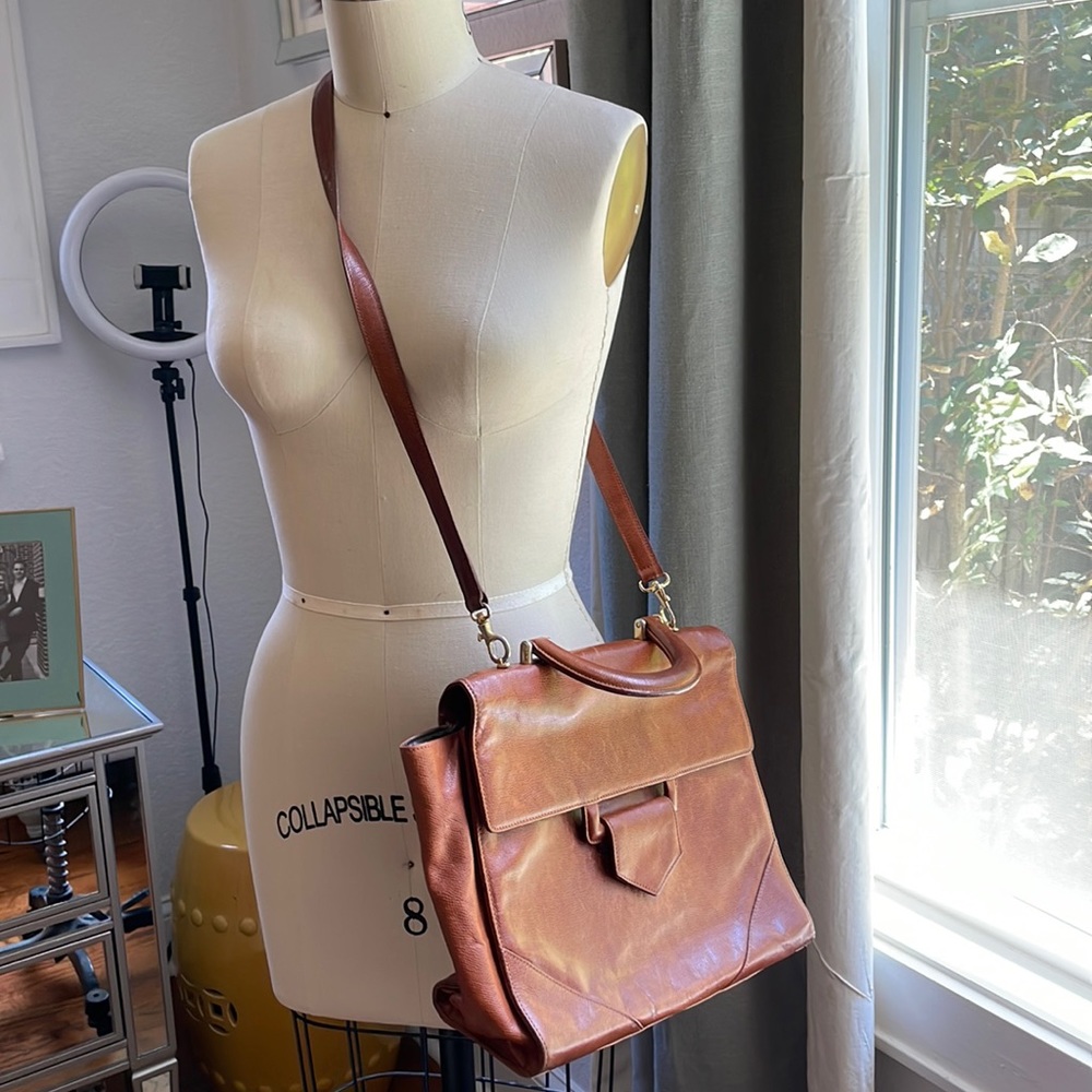 Nieri Argenti Borsa a tracolla in Pelle Made in Italy Luxury Vintage Light Brown